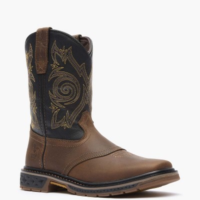 Georgia Boot Carbo-Tec LT Boys' Brown Pull-On Saddle Boot