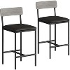 Bar Stools Set of , Upholstered Barstools with Metal Legs, Footrest & Backrest, PU Seat, Kitchen Height Chairs - 2 of 4