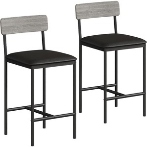 Bar Table Set, Dining Table Set for 2 with 3 Storage Shelves, Tall Kitchen Breakfast Nook with Padded Cushion Stools, Space-Saving - 1 of 4