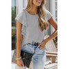 Coolmee Womens T Shirts Ruffle Short Sleeve Tops Cute Crew Neck Casual Knit Ribbed Top Blouses - 2 of 4