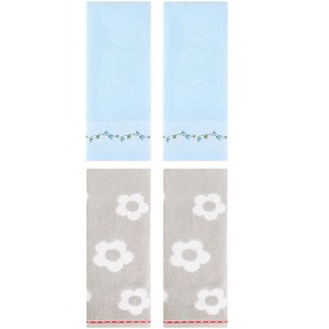 REGALWOVEN 4 Pcs Cute Floral Pattern Bathroom Soft Absorbent Hand Towel - 1 of 4
