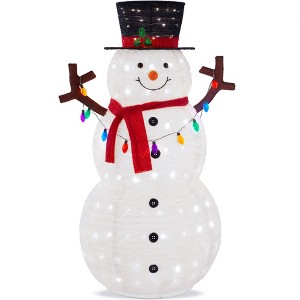 Best Choice Products 5ft Lighted Pop-Up Snowman, Outdoor Christmas Holiday Decoration w/ 200 LED Lights, Hat, Scarf - 1 of 4