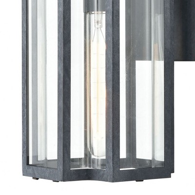 Aged Zinc Clear Glass Dimmable Outdoor Wall Sconce