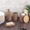 Evideco French Home Goods Elegant Soap Dispenser - Polyresin and Bamboo Design, Refillable Liquid Pump - 4 of 4