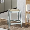 Palmyra Cane Stool - Aqua Smoke/Natural - Safavieh - image 2 of 4