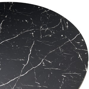 Vynxaria 47" Round Dining Table Black Faux Marble MDF, Wood Base Modern Table for Kitchen Living Room Furniture - 1 of 4