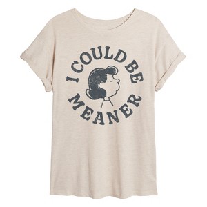 Women's - Peanuts - I Could Be Meaner Lucy Oversized Graphic T-Shirt - 1 of 4