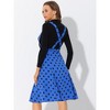 Allegra K Women's Vintage Polka Dots Midi Floral Suspender Skirt - 4 of 4