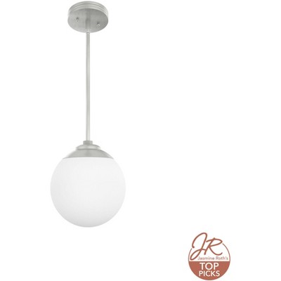 Hepburn Mini Globe LED Pendant in Brushed Nickel with Glass Shade