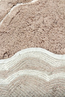 Beige Cotton Tufted Bath Rug Set with Latex Backing
