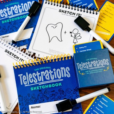Детские игрушки The Op Games Telestrations 6 Player Game: Social Skills Educational Party Game, Includes Cards & Dry Erase Boards — фото 6