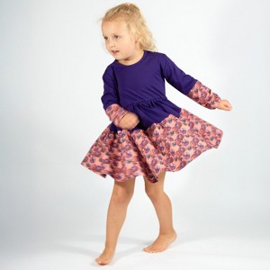 The Pink Picket Fence Louise Twirl Dress for Girls – 100% Cotton Long Sleeve Play Dress – Hand-Painted Floral Print - 1 of 4