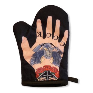 Mens Tattoo Hand Oven Mitt Funny Cook Tats Ink Graphic Novelty Kitchen Accessories - Crazy Dog Bakeware - 1 of 4