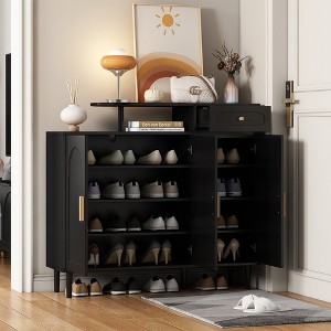 LOVMOR Elegant Shoe Cabinet with Arched Doors and Drawer - 1 of 4