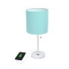 Creekwood Home Oslo 19.5" USB Port Feature Metal Table Desk Lamp in White with Feit LED (Includes LED Light Bulb) Aqua Green - 4 of 4