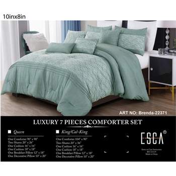 Esca Brenda Warm & Cozy 7 Piece Comforter Set: 1 Comforter, 2 Shams, 2 Cushions, 1 Breakfast Pillow, 1 Decorative Pillow - Green