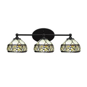 Toltec Lighting Capri 3 - Light Vanity in  Matte Black with 7" Royal Merlot Art Glass Shade - 1 of 2