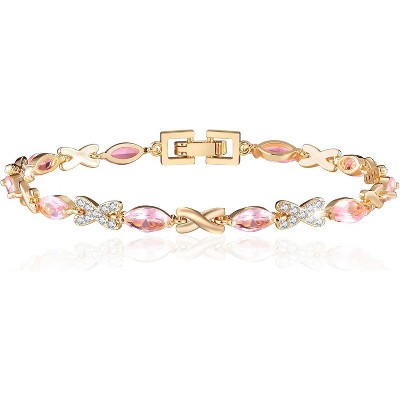 Eternity Bracelet Blue Cubic Zirconia, Sapphire Bracelet, 18K Gold Plated Hypoallergenic Bracelets -7.48inch/190mm