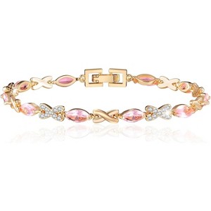 Eternity Bracelet Blue Cubic Zirconia, Sapphire Bracelet, 18K Gold Plated Hypoallergenic Bracelets -7.48inch/190mm - 1 of 4