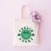 City Creek Prints Feelin Lucky Checkered Smiley Face Canvas Tote Bag - 15x16 - Natural - 2 of 2