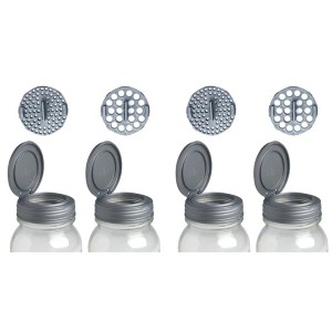 reCAP Mason Jar Spice Shaker Lids for Regular-Mouth Mason Jars, 4‑Pack Airtight Flip-Top Lids with Dual Shaker Inserts, USA-Made BPA-Free Kitchen - 1 of 4