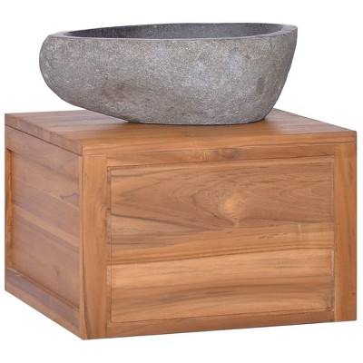 vidaXL Wall-mounted Bathroom Cabinet 17.7 in.x17.7 in.x11.8 in. Solid Teak Wood