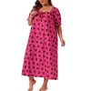 Agnes Orinda Women's Plus Size Family Cute Square Neck Midi Nightgown - 2 of 4