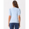 Allegra K Women's Ribbed Knit Crew Neck Lantern Short Sleeve Casual Blouse - 4 of 4