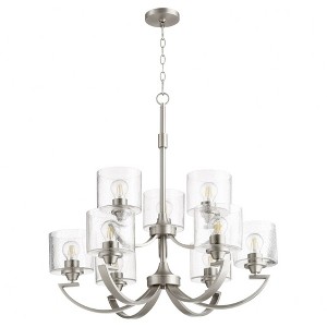 Quorum Lighting Dakota 9-Light Chandelier, Satin Nickel, 30 Width, 31 Height, Clear Seeded Glass - 1 of 1