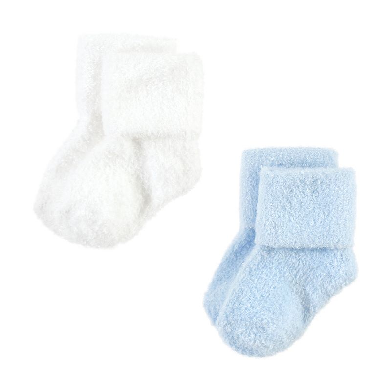Hudson Baby Infant Boy Cozy Chenille Newborn and Terry Socks, Solid Blue Gray 8 Pack Chenille, 4 of 7