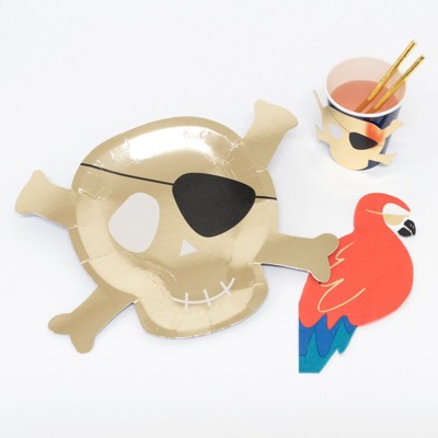 Meri Meri - Pirate Party Supplies Collection (Plate, Napkin, & Cup) - Set of 8