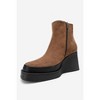 Livia - Cognac Suede Leather Wedge Boot (Women) cognac suede 7 Forever & Always Shoes US - 4 of 4