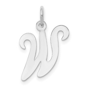Black Bow Jewelry 14k White Gold, Sophia Collection, Small Script Initial W Pendant - 1 of 4