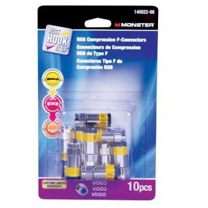 Monster 140022-00 RG6 Compression F Connectors, 3 GHz - 1 of 1