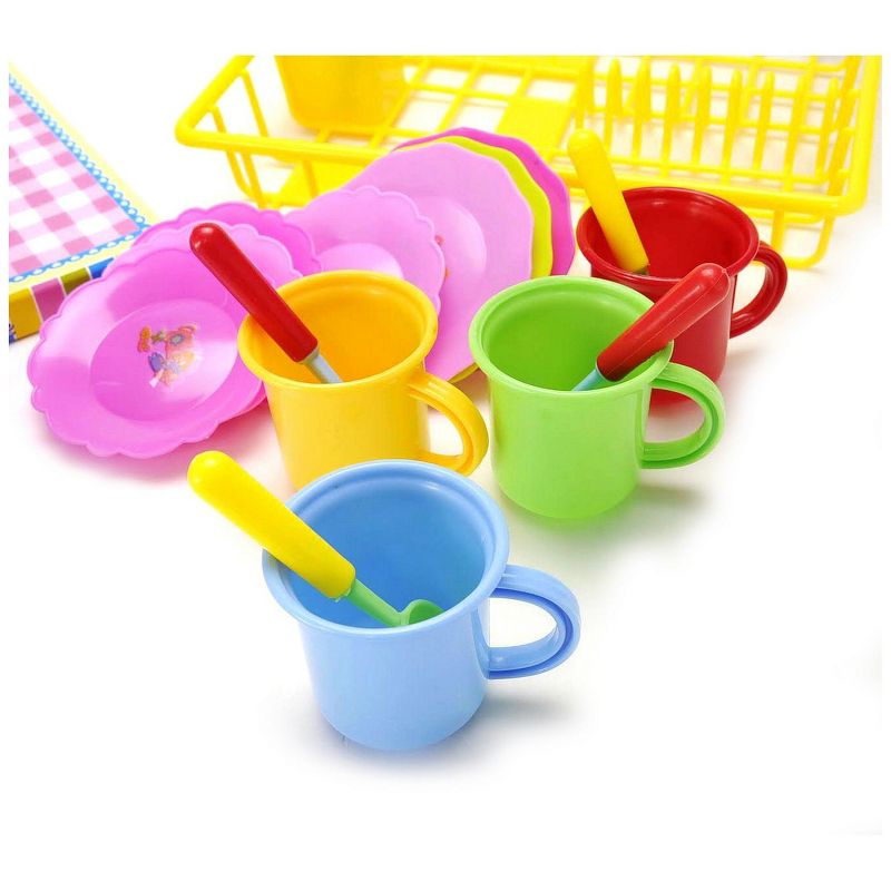 Insten 28 Piece Play Dishes for Kids Kitchen Wash and Dry Tea Playset, 3 of 9