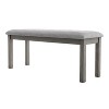 HOMES: Inside + Out 45" Windsong Cushioned Farmhouse Dining Bench Gray: Upholstered Seating, Wood Legs - 2 of 4