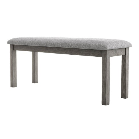 HOMES: Inside + Out 45" Windsong Cushioned Farmhouse Dining Bench Gray: Upholstered Seating, Wood Legs - image 1 of 4