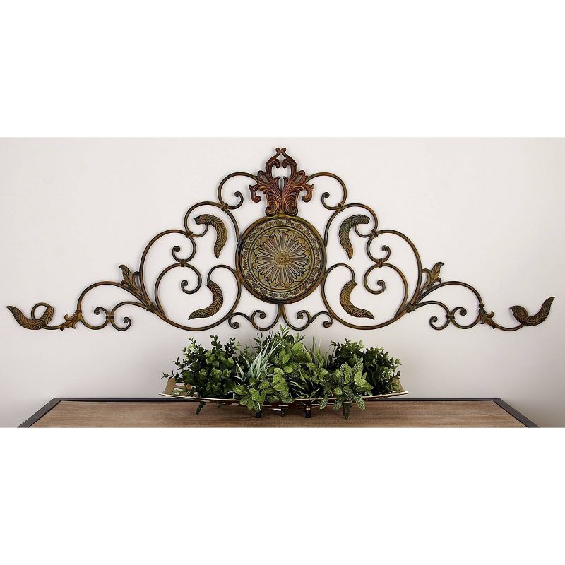 Metal Scroll Wall Decor with Embossed Details Gold - Olivia &#38; May, 2 of 6