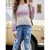 Women's Color Block Sweater Round Neck Knit Pullover Loose Fit Long Sleeve Casual Top Purple L - 4 of 4