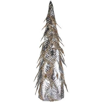 Northlight 2.17 FT Platinum and Champagne Sequins Table-Top Layered Christmas Cone Tree