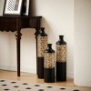 Set of 3 Floor Glazed Metal Decorative Glazed Vase with 3D Pattern for Home Office, 20.8in/24.8in/28.7in Height - 3 of 4