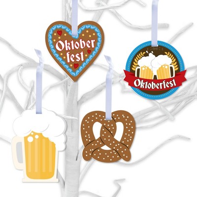 Big Dot of Happiness Oktoberfest - Beer Festival Decorations - Tree Ornaments - Set of 12