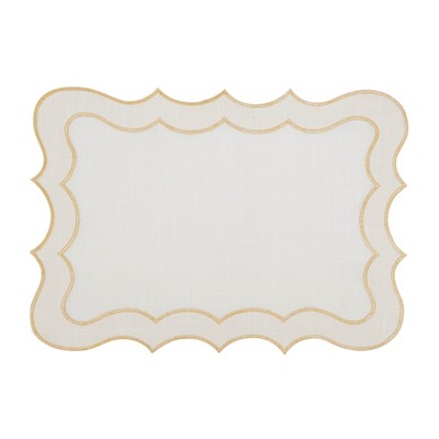 Gold Scallop Edge Fabric Placemats Set of 4