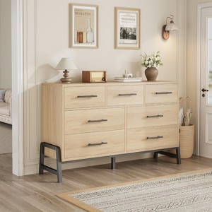 Jojoka 7-Drawer Dresser, 52" Wide Wooden Storage Chest, Spacious Drawers, Freestanding Organizer for Bedroom, Living Room, Entryway, Closet - 1 of 4