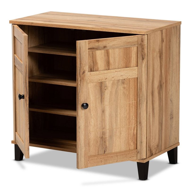 Glidden Wood 2 Door Shoe Storage Cabinet Oak Brown - Baxton Studio, 3 of 14