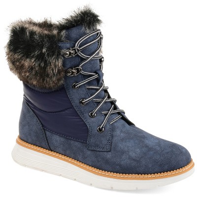 Journee Collection Womens Flurry Almond Toe Winter Boots Blue 8.5 : Target