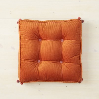 Oversized Corduroy Floor Pillow with Tassels Orange - Opalhouse™ designed with Jungalow™