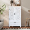 27" Wood Accent Tall Tower Storage Cabinet with 2 Doors and 2 Drawers, Rustic Sideboard Pantry Buffet Cabinet with Versatile Storage - 4 of 4