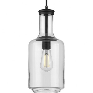 Progress Lighting, Latrobe, 1-Light Pendant, Matte Black, Clear Glass Shade - 1 of 4