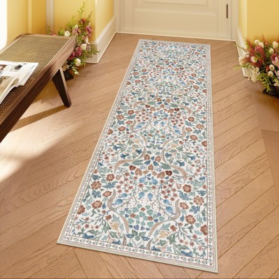 Lahome GST Intricate Floral Abundance Short Pile Velvet Rectangular Indoor Area Rug